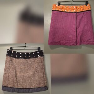 Zand Amsterdam Reversible Skirt Adjustable Waist Handmade Mixed Print Tweed